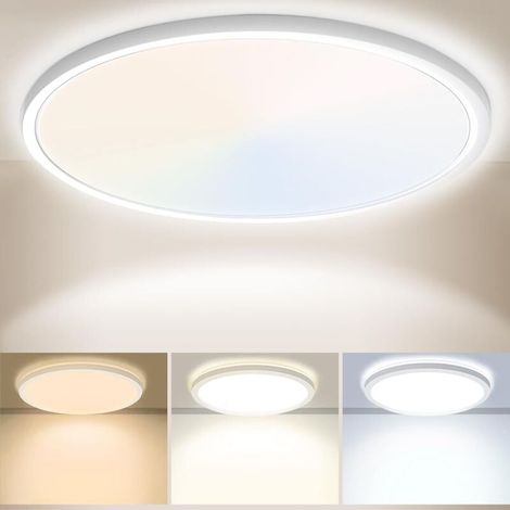 30CM Plafonnier LED 24W 3200LM 6000K,4000K,3000K, IP54 Etanche Plafonnier Salle De Bain, Lampe de Plafond Rond, Luminaire Plafonnier Moderne pour Chambre à Coucher Salon Cuisine Bureau Balcon [Classe