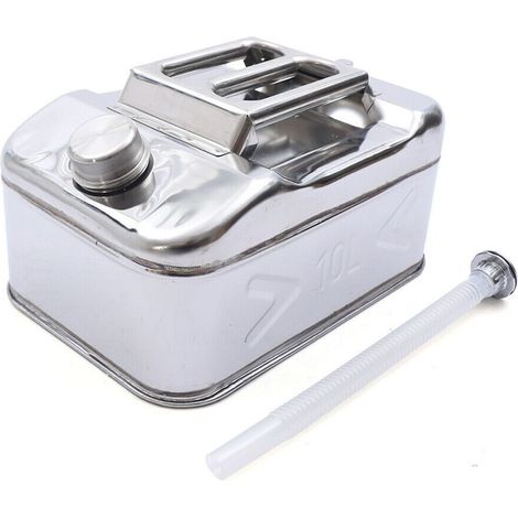 Universal 10 liter stainless steel fuel tank, petrol can, spare tank with hose (1/5)