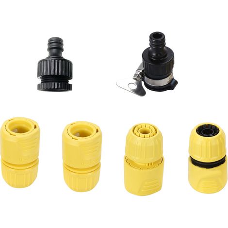 Kärcher Yellow 4/5 Point Universal Water Pipe Connector Quick Connector Stop Connector Nipple Connector Set (6 Pieces) (1/5)