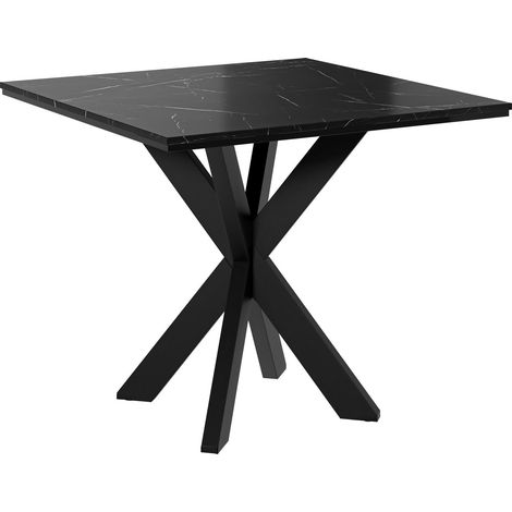 Mesa Goodyear 137, Mármol negro, 74x90x90cm, Aglomerado laminado, Metal