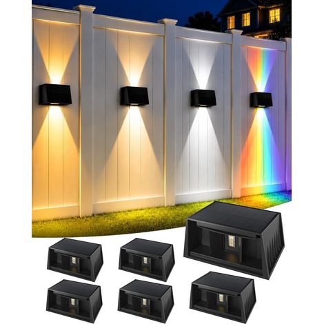 Lot de 6 Applique Solaire Extérieur RGB, Applique Murale Haut (1/5)