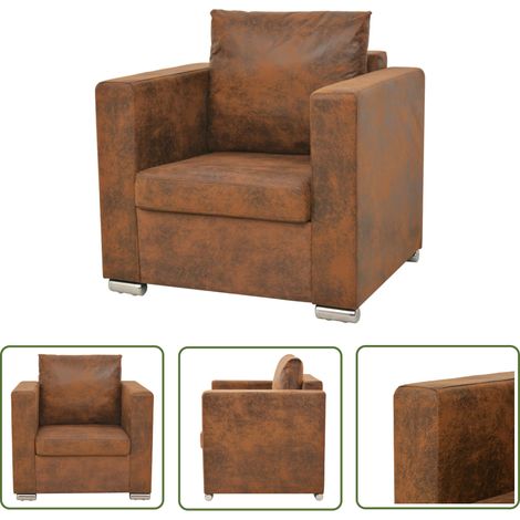 Fauteuil Marron Similicuir daim (1/5)