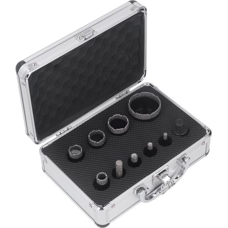 Kit 12 pièces trépan diamant M14 6-50mm, scie cloche brasé sous vide, perceuse carotteuse pour carrelage, céramique, marbre et brique. (1/5)