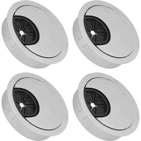 4 Ensembles de Passe-Câbles pour Bureau PC, Couvre-Trous Câble Organisateur en Acier Brossé 50mm