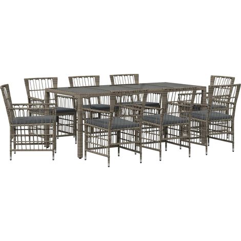 Ensemble de repas extérieur 9 pc Gris polyrotin vidaXL (1/5)