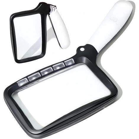 loupe De Lecture Lumineuse, 2x Grand Loupes Eclairante Avec 5 Lumires Led Portable Idale Pour Les Seniors, Les Enfants, Les Loisirs, L'artisanat, (1/5)