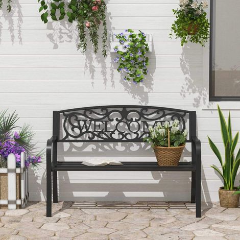 2-Sitzer Gartenbank aus Metall, 127 x 60 x 87 cm, schwarz OKMYHOME (1/5)