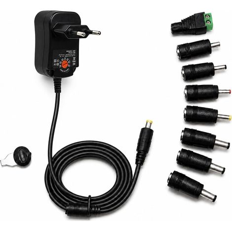 Universal AC/DC Power Adapter 36W Adjustable 12V 1.2A, Charger with Interchangeable Tips, Universal Power Adapter for LEDs, Routers, Speakers and Electronic Devices (1/5)