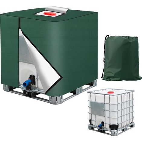 Bache pour Cuve IBC ,420D Réservoir d'eau Couvercle,Bâche pour Cuve IBC 1000L – Housse de Protection Anti-UV et Anti-Poussière avec Fermeture Éclair Avec Sac de Rangement (116 x 100 x 120 cm) (Vert)