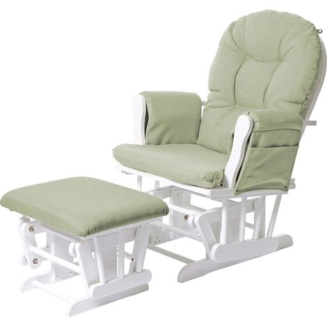 Fauteuil relax HWC-C76 fauteuil à bascule, rocking-chair, tissu - vert clair, monture blanche