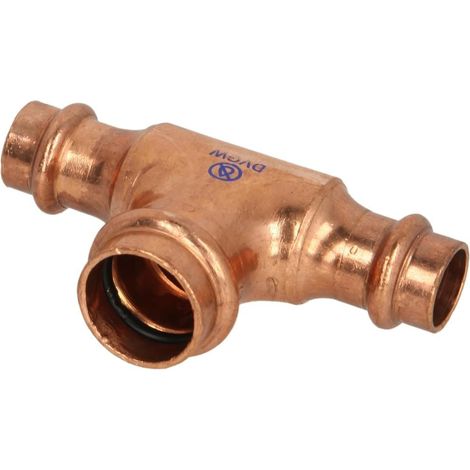 Raccord à sertir cuivre té réduit 15 x 22 x 15 mm contour V
