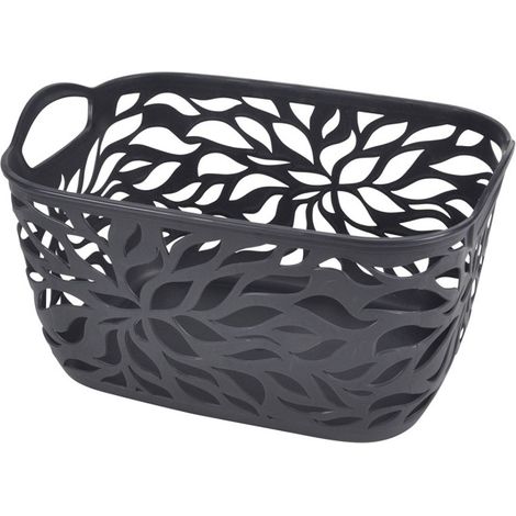 Panière à Linge "Motif Végétal" 3,5L Anthracite