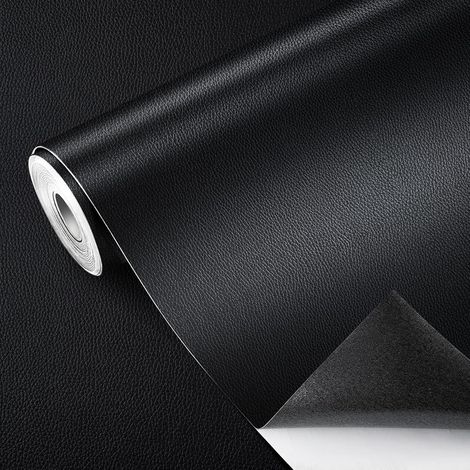 (1 Rouleau Noir）60 x 200cm Patch de Réparation en Cuir,Papier Peint Auto Adhésif en Cuir PU Patch de Réparation Kit pour Réparation et Rénovation de canapé,Sac à Main,Meubles,sièges de Voiture