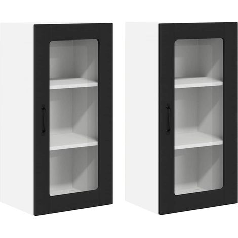 Meuble mural de cuisine，Armoire de cuisine avec étagère 2 pcs Noir 40 x 31 x 80 cm CFW18740 (1/5)