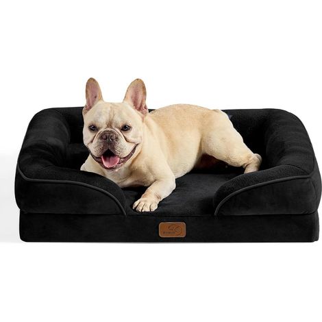 Hundebett orthopädisches waschbar L 71 x B 58 x H 17 cm Schwarz (1/5)