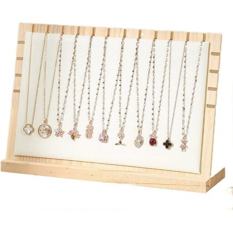 Irovami Présentoir à colliers en bois et porte-pendentifs – Organisateur de bijoux créatif, accessoire de photographie, présentoir à colliers pour la vente sur les marchés (blanc) (1/5)
