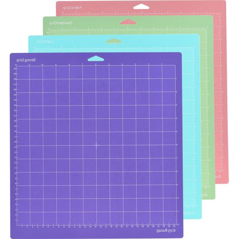 Lot de 4 tapis de découpe adhésifs antidérapants quadrillés de rechange de 30,5 x 30,5 cm (12 x 12 pouces), compatibles avec les machines de découpe Silhouette Cameo et Explore Plotter. (1/4)