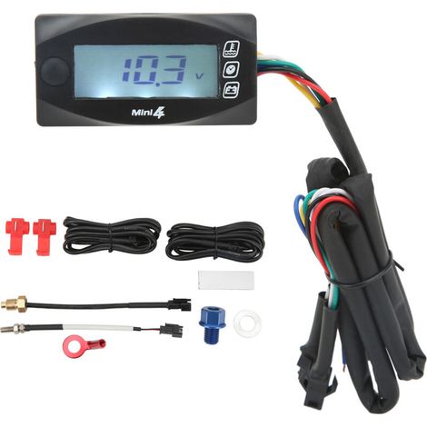 4-in-1 Motorcycle Engine Thermometer Oil Temperature Voltage Time LCD Digital Display DC12V Universal M12x1.5 (1/5)