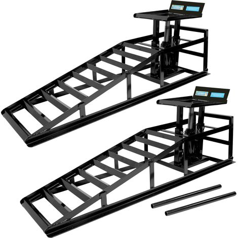 2x Auffahrrampe mit hydraulischem Wagenheber 4000 kg höhenverstellbar 24-36 cm mit Sicherheitsventil