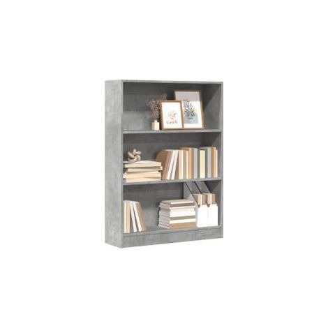 Bibliothèque gris béton 80x24x109 bois d'ingénierie (1/5)