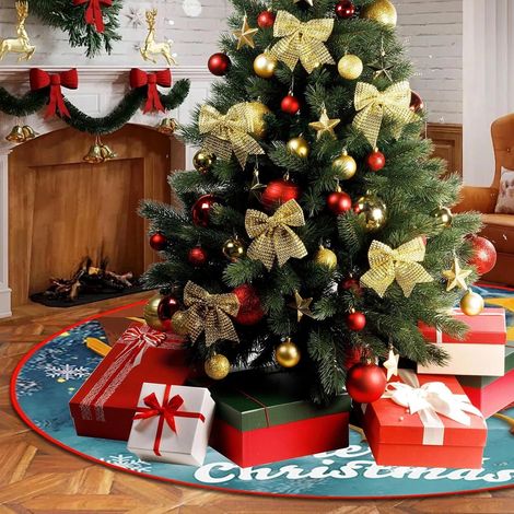 Jupe De Sapin De Noël 90cm Diamètre Thème Noël Ronde Pour Couvrir La Base De L’arbre En Maison Bar Studio Ou Événement Festif (1/4)