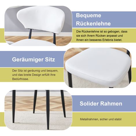 Chaise de salle à manger ergonomique blanche, dossier incurvé, design confortable et élégant – nouvelle posture assise agréable. Lot de 2 chaises. (1/5)