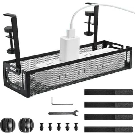 KYYGKY Kabelkanal für unter den Schreibtisch – Kein Bohren erforderlich, robustes Kunststoffmaterial, 40 x 25 x 8 cm, Schwarz