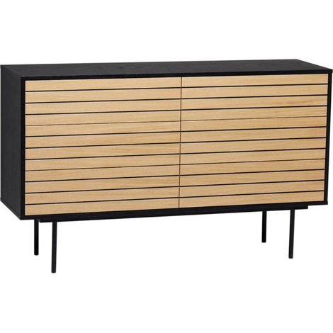 Commode Design "Stripe 6D" 140cm Chêne & Noir (1/5)