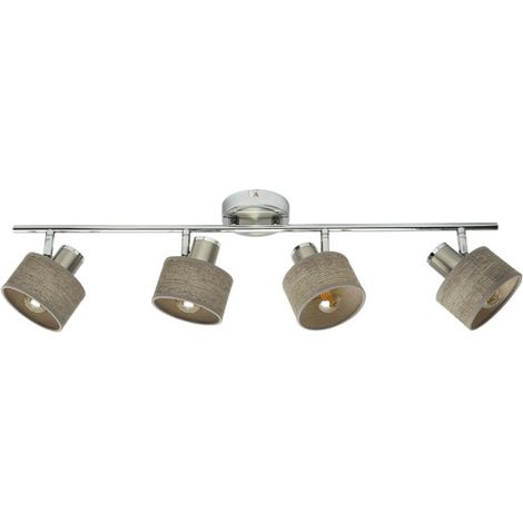 Nando Strip 4xe14 Cromo-nichel/legno grigio Faretti Orientabili 16x73x10 Cm