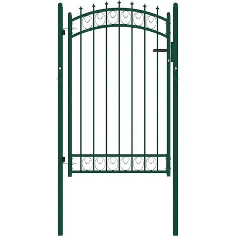 Portail de clôture avec pointes Acier 100x150 cm Vert CFW546141 (1/5)