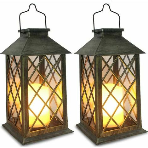 VURAHOME -Lanterne solaire, lanternes suspendues de jardin extérieur, lot de 2, étanche (1/5)