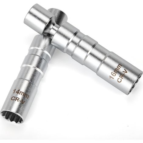 Zündkerzenschlüssel, 14 mm/16 mm, drehbarer Zündkerzenschlüssel mit Magnetik zum Entfernen von Kfz-Zündkerzen, 2 Stück (1/5)