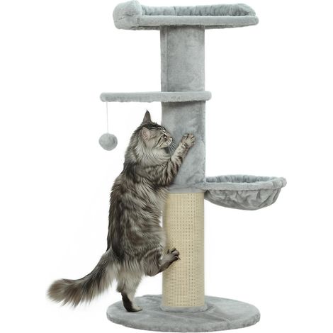 Pour divertir et reposer votre chat, arbre à chat tonneau stable avec hamac, griffoir sisal et plateformes (1/5)