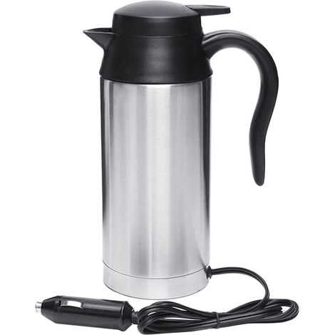 Bouilloire électrique 750 ml en acier inoxydable 12 V, chauffage automatique et rapide, idéale pour les longs trajets en voiture, le camping et les activités de plein air. (1/5)