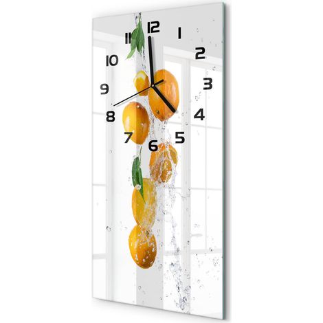 Horloge Murale Rectangulaire Verticale Ambiance Raffinée Déco Salon Oranges et eau 30x60 cm (1/5)