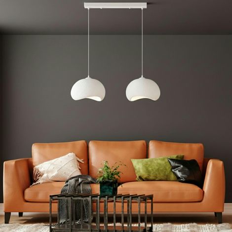 Suspension blanche îlot cuisine 2 lampes 80 cm NOXIS (1/5)