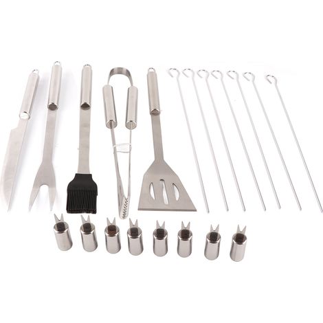 Ensemble de 20 pièces comprenant un sac en tissu avec petite poignée / Ensemble de grillades en acier inoxydable avec couteau / Ensemble de barbecue d'extérieur (1/5)