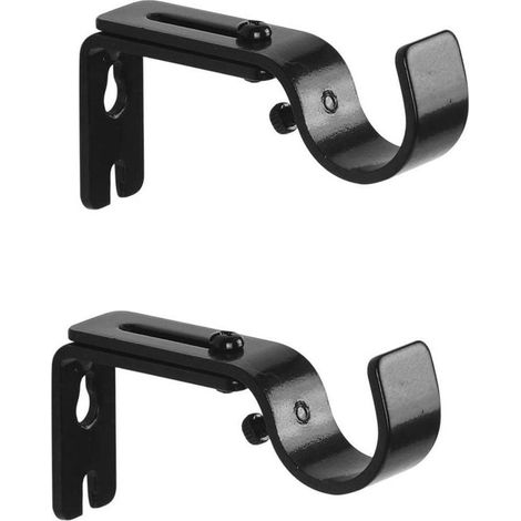 Support Mural Réglable pour Tringle à Rideau Fixations en Acier Inoxydable pour Barre à Rideaux Accessoire en Métal Maison Chambre Bureau 1061.8cm (Noir) 2 Pcs (1/4)