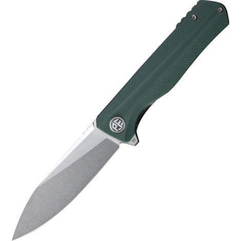 Klappmesser mit D2 Klinge, G10 Griff und Kugellager, Stonewashed, Grün