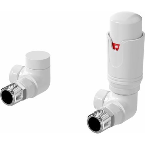 DuraTherm Corner White Thermostatic Radiator Valve Pack - 15mm