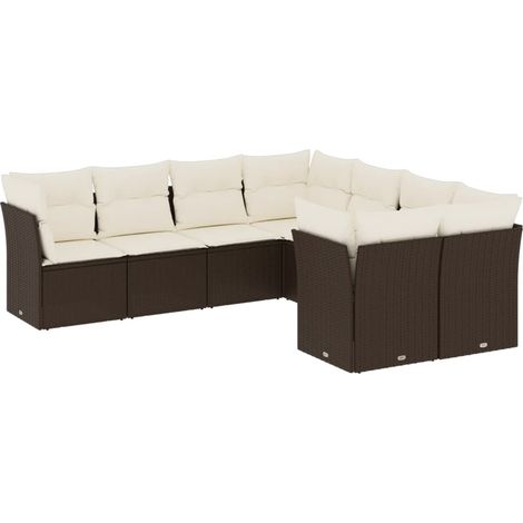 Set sofás de jardín 8 piezas y cojines ratán sintético marrón vidaXL (1/3)