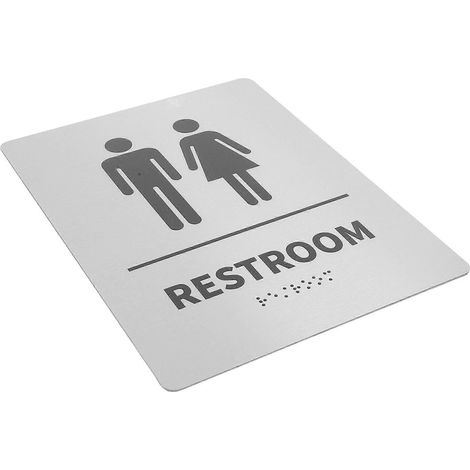 Signalétique pour toilettes, panneau d'affichage des toilettes, métal décoratif argenté (1/5)