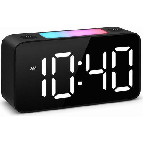 RGB Digital Alarm Clock with Large Sound Screen for Student Black (1/5)