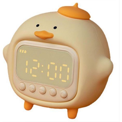 Réveil canard, veilleuse en silicone pour enfants, intensité lumineuse réglable en continu, idéal pour réveiller les enfants, cadeau de décoration jaune pour la maison. (1/3)