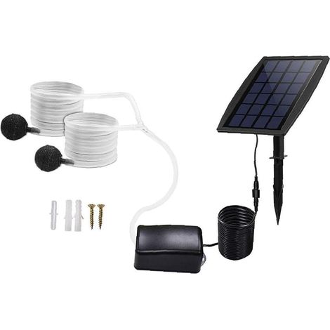 Kit de pompe à air solaire, 2,5 W, pompe à air pour eau souterraine, oxygénateur avec tuyaux d'oxygène, pierre à air, aération solaire pour bassin de jardin ou étang à poissons (1/5)