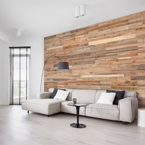 Panneau décoratif mural en bois recyclé – Parement bois centenaire – 18 planches – 1 m² – Installation facile et écologique – Wooden Wall Design