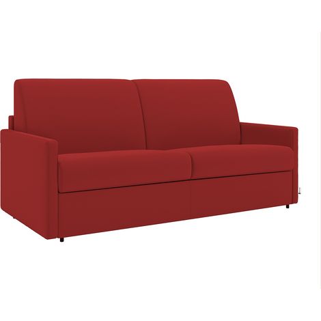 Divano letto 2 posti express in tessuto rosso con seduta memory foam - Letto 120 cm - Materasso 14 cm - - CALIFE