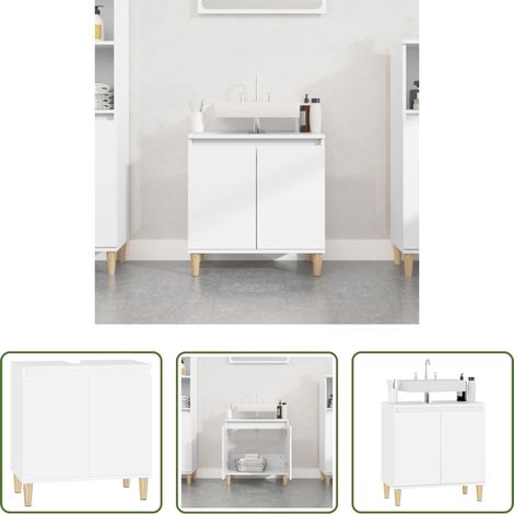 vidaXL Holz Waschbecken Schrank - Waschbeckenunterschrank Weiß 58x33x60 cm Holzwerkstoff