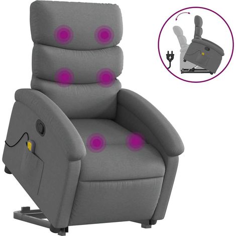 Maison Exclusive - Poltrona Alzapersona Massaggi Reclinabile Grigio Scuro Tessuto
