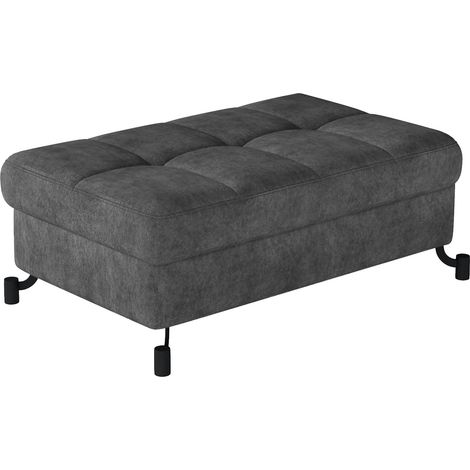 Pouf tissu matelassé avec coffre de rangement LORI-Gris anthracite (1/4)